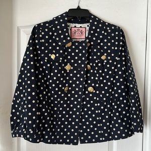 Juicy Couture Navy Polka Dot Trench Coat